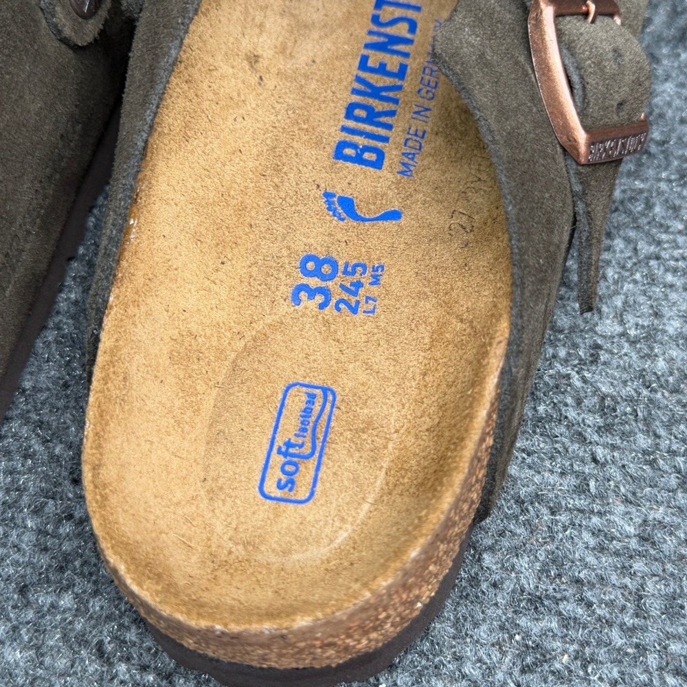 Birkenstock Boston Clogs Women's 7 Brown Suede Soft Footbed Slip On Sandal Shoes - Picture 12 of 14